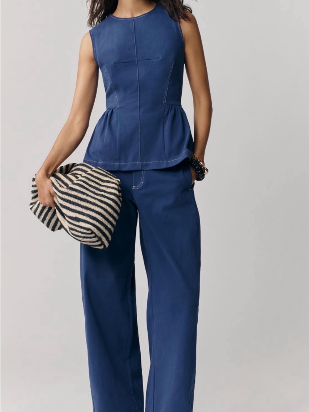 Maeve Crew Neck Peplum Tank Top
